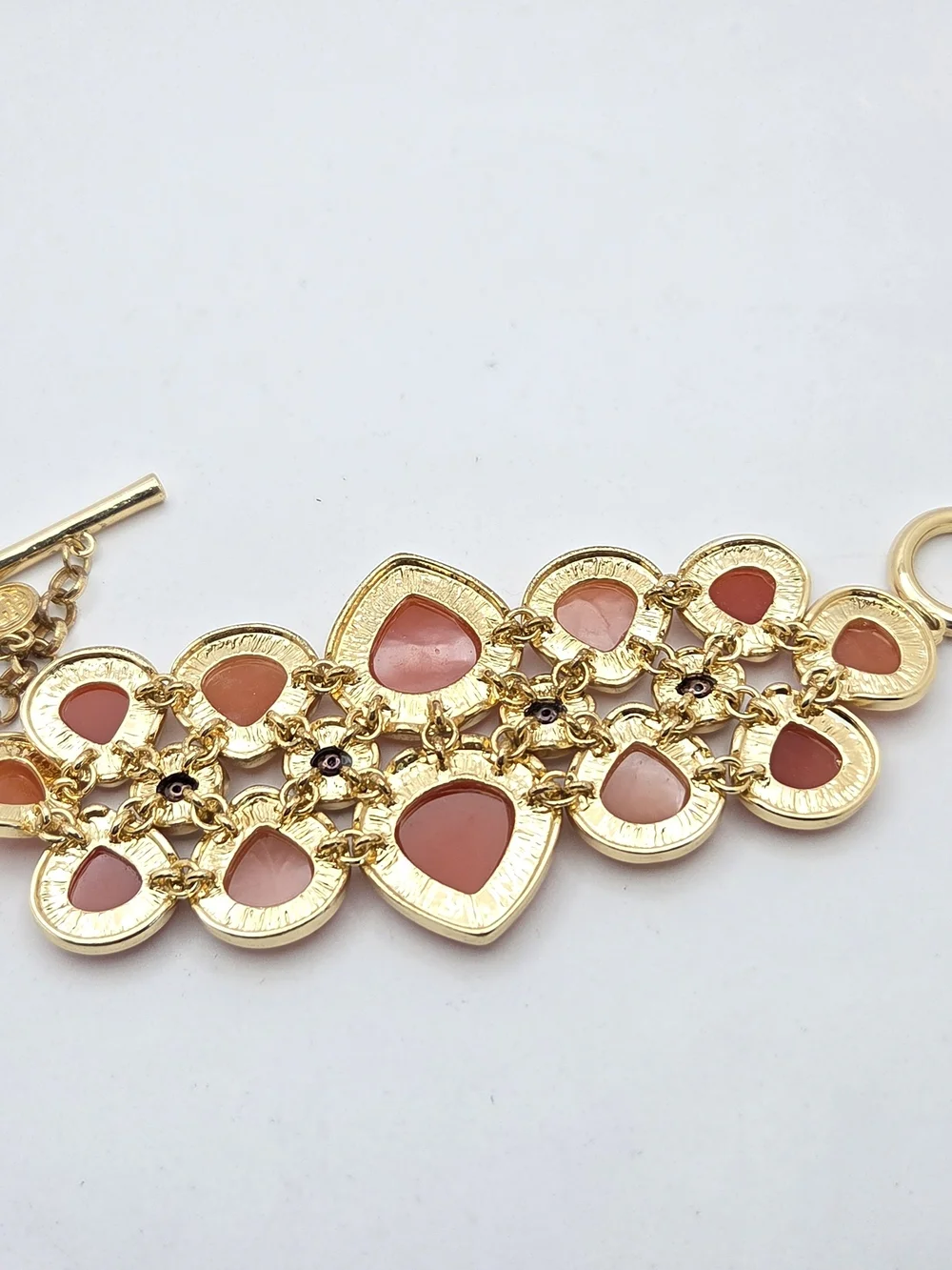 Dana Buchman Gold Tone Orange Teardrop Resin Statement Toggle Bracelet